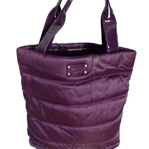 KATE SPADE ALPINE HILLS QUILTED PURPLE NYLON PATENT LEATHER TOTE BAG